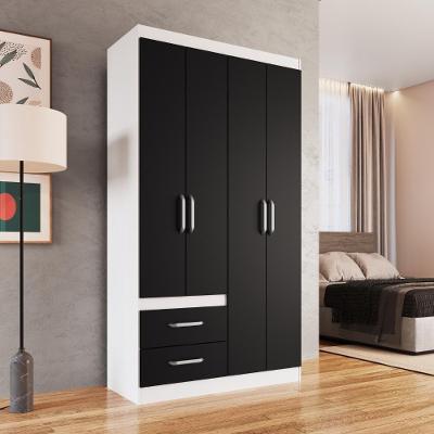 Guarda Roupa Solteiro 4 Portas 2 Gavetas Rp3420 Decibal Branco Preto Fosco Branco|preto