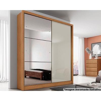 Guarda Roupa Casal 2 Portas de Correr e 3 Gavetas c/ Espelho Virtus Plus Freijó/FendiOff - Novo Horizonte