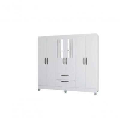 Guarda Roupa Multi 6 Portas 2 Gavetas Branco - Poquema