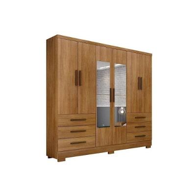 Guarda Roupa Casal 4 Portas e 6 Gavetas c/Espelho e Pés Encant Cumaru - Novo Horizonte
