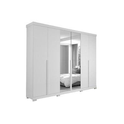 Guarda Roupa Casal 6 Portas e 6 Gavetas c/ Espelho e Pés Guarapari Branco - Panan