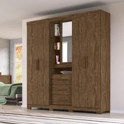 Roupeiro 5 Portas Lomond Com Espelho Castanho Wood