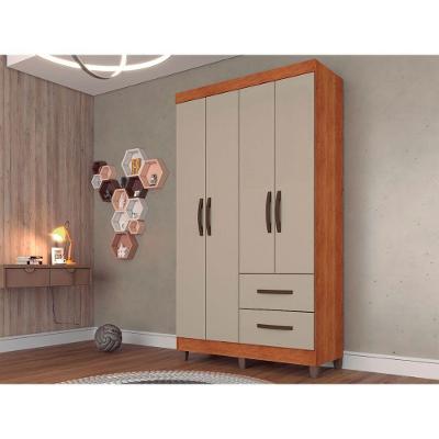 Roupeiro Estrela Em Mdp Com 4 Portas E 2 Gavetas Sallêto Cinamomo/ Off White
