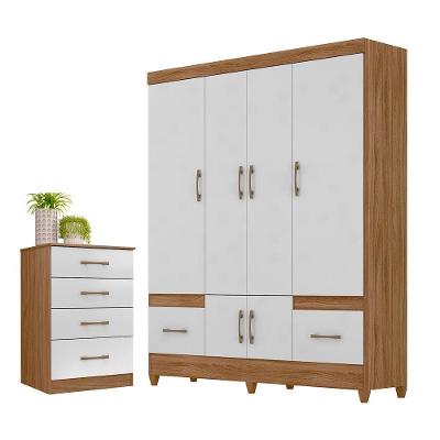 Conjunto Guarda Roupa E Cômoda Gokyo e Branco