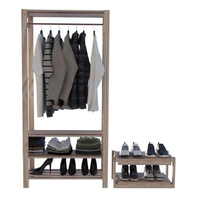 Conjunto Aparador Moderno Para Objetos Roupeiro Expositor 100% Pinus E Arara Multiuso Nova Reforçada