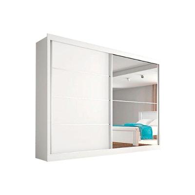 Guarda Roupa Casal 2 Portas de Correr e 4 Gavetas c/ 1 Espelho Verona Plus Branco - Europa