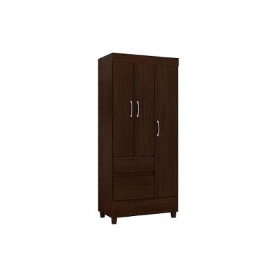 Guarda Roupa Solteiro 3 Portas E 2 Gavetas Wind Ébano Touch - Demóbile