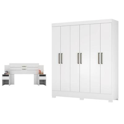 Conjunto Cabeceira E Guarda Roupa Casal Virgina Branco