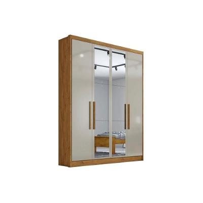 Guarda Roupa Casal 4 Portas e 3 Gavetas c/ Espelho Moderni Freijó/FendiOff - Novo Horizonte