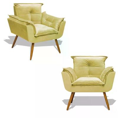 Kit 02 Poltrona Decorativa Opala - Amarelo Amarelo