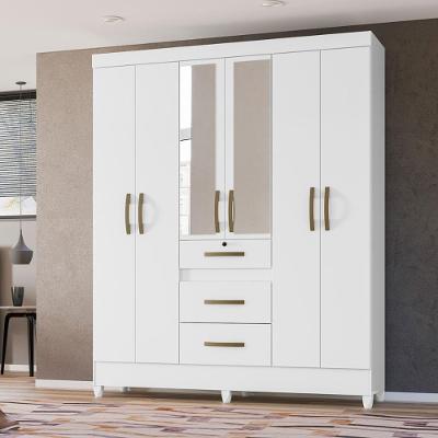 Guarda Roupa Casal 6 Portas Com Espelho 3 Gavetas Branco Itatiba - Moval