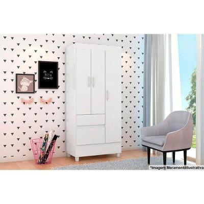 Guarda Roupa Solteiro 3 Portas e 2 Gavetas Wind Branco/Rosa - Demóbile