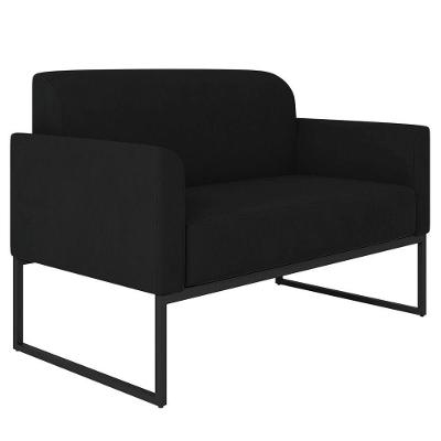 Poltrona Namoradeira 2 Lugares Preta S07 Suede Preto