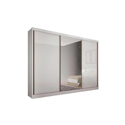 Guarda Roupa Casal 3 Portas de Correr e 4 Gavetas c/ 1 Espelho Diamond/Toulon Plus Branco - Novo Horizonte