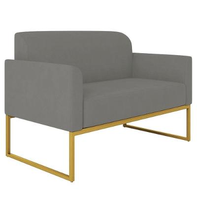 Poltrona Namoradeira 2 Lugares Dourada S08 Suede Grafite