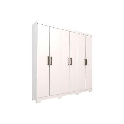Guarda Roupa Solteiro 6 Portas e 2 Gavetas c/ pés Milena Branco - Panan