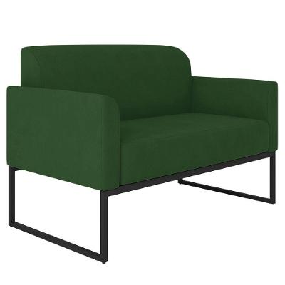 Poltrona Namoradeira 2 Lugares Preta S23 Suede Verde