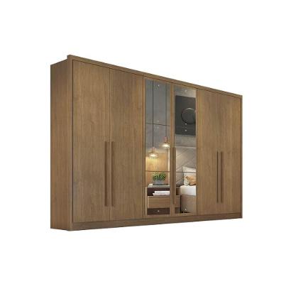 Guarda Roupa Casal 6 Portas e 8 Gavetas c/ Espelho Robust Plus Freijo Cumaru - Novo Horizonte