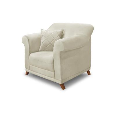 Poltrona Decorativa C/1 Almofada Veludo Bege