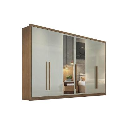 Guarda Roupa Casal 6 Portas e 8 Gavetas c/ Espelho Robust Plus Freijo Cumaru c/ Fendi - Novo Horizonte