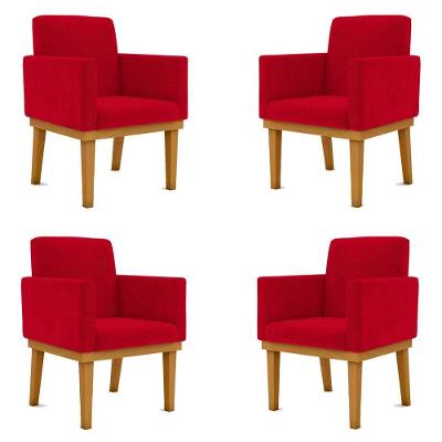 Kit 4 Poltronas Vermelha Reforçadas Penteadeira Quarto