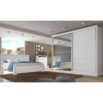 Roupeiro Verona Plus 2 Porta Espelhado Branco Acetinado