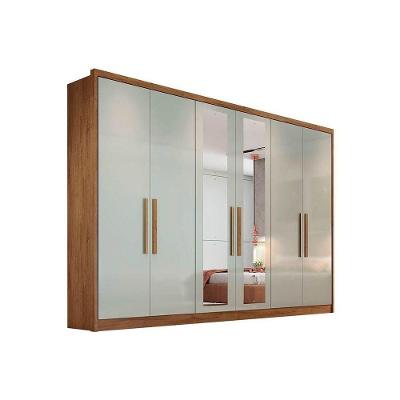 Guarda Roupa Casal 6 Portas e 8 Gavetas c/ Espelho Robust Plus Freijo Cumaru c/ Fendi - Novo Horizonte