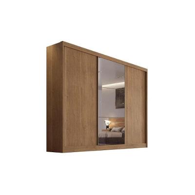 Guarda Roupa Casal 3 Portas de Correr e 8 Gavetas c/ 1 Espelho Diamond/Toulon Plus Freijo Cumaru - Novo Horizonte