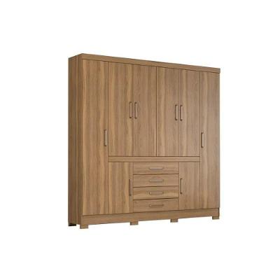 Guarda Roupa Casal 8 Portas e 4 Gavetas New Realce Amêndola Touch - Demóbile