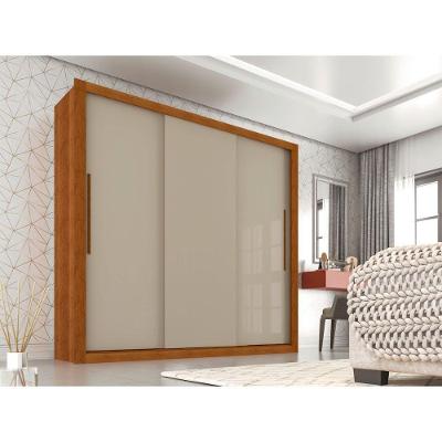 Roupeiro Panamá Em Mdp Com 3 Portas E 4 Gavetas Sallêto Cinamomo/ Off White