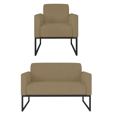 Kit Namoradeira E 1 Poltrona Preta Suede Marrom Rato