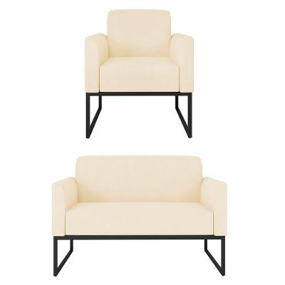 Kit Namoradeira E 1 Poltrona Preta S03 Suede Bege