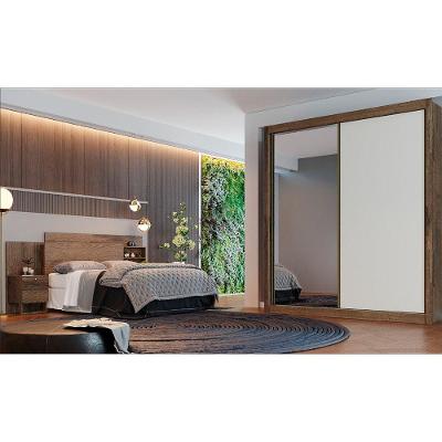 Roupeiro Zurique 1 Porta Espelhada 100 Mdf Brauna/ Off White