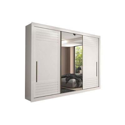 Guarda Roupa Casal 3 Portas de Correr e 6 Gavetas c/ Espelho Vitória Branco - Panan