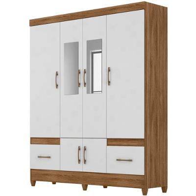 Guarda Roupa Casal 6 Portas Com Espelho 9120 Naturale Branco Moval Naturale Branco