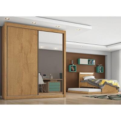 Roupeiro Zurique 1 Porta Espelhada 100 Mdf Amendoa/ Off White