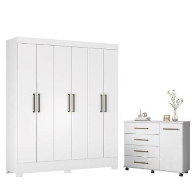 Conjunto Quarto Guarda Roupa E Comoda Virgina Branco