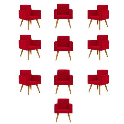 Kit 10 Poltronas Decorativa Nina Balaqui Decor Vermelha