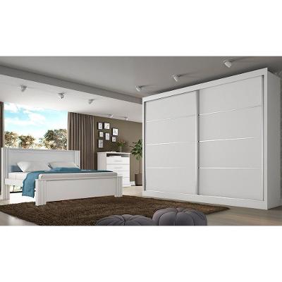 Roupeiro Verona Plus 2 Portas E 4 Gavetas Branco Acetinado