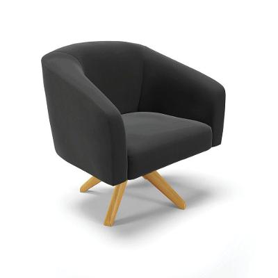 Poltrona Giratória Stella Veludo Base Madeira Ma30 - D'rossi Cor Preto