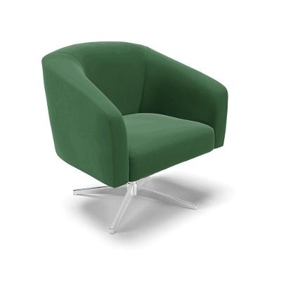 Poltrona Giratória Stella Veludo Base Cromada Verde