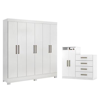 Conjunto Quarto Guarda Roupa E Comoda Ferrara Branco