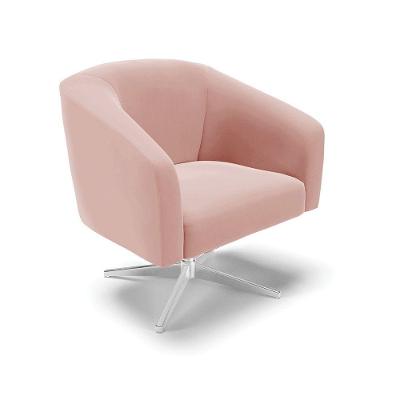 Poltrona Giratória Stella Veludo Base Cromada - D'rossi Cor Rose