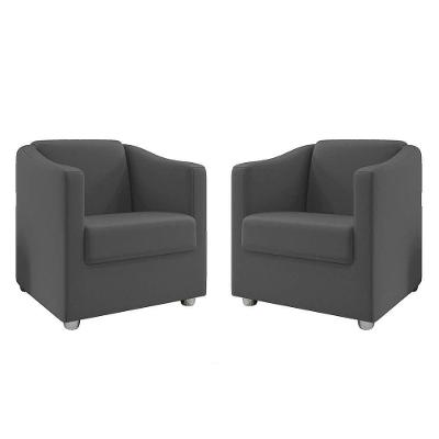 Kit 2 Poltronas Tilla Suede Cinza Dal Poz Estofados