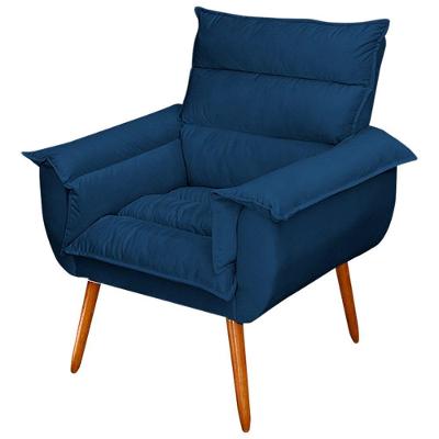 Poltrona Decorativa Monza Pés Palito Veludo Azul