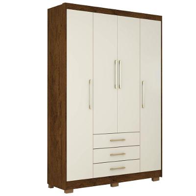 Guarda Roupas 04 Portas E 03 Gavetas 10088 Imbuia Champanhe Vlr Imbuia Champanhe