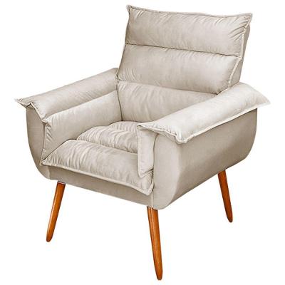 Poltrona Decorativa Monza Pés Palito Suede Bege