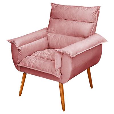 Poltrona Decorativa Monza Pés Palito Veludo Rosé