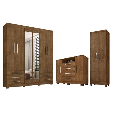 Guarda Roupa De Casal Londres Com Espelho E Cômoda Madri E Multi Egito Malbec Incorplac