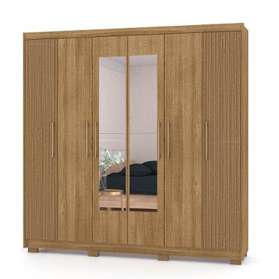 Guarda Roupa Casal 6 Portas Com Espelho 223cm Luko V02 Nature/brisa - Mpozenato